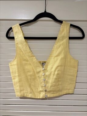 Madewell Linen Button-Front Crop Top